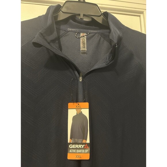 Lot Of 2 New Men’s Gerry 1/4 Zip Athletic Thin Pullovers Size XXL 2X Blue Black - Picture 2 of 5